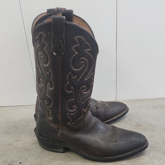 Double H Men's Brown Leather Cowboy Boots Sz 9.5 - Picture 3 of 9
